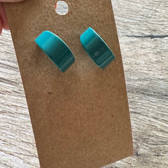 Turquoise blue hoop earrings BOGO FREE - Picture 3 of 4